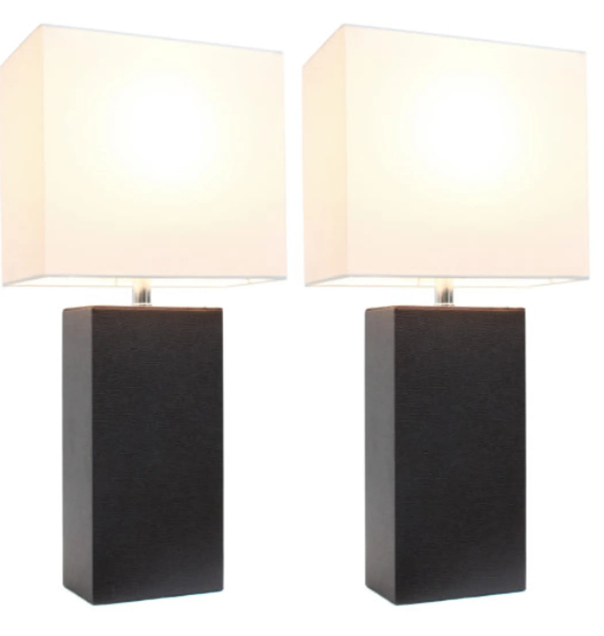 Elegant Designs Modern Leather Table Lamps with White Fabric Shades (Set of 2) All The Rages, Inc.