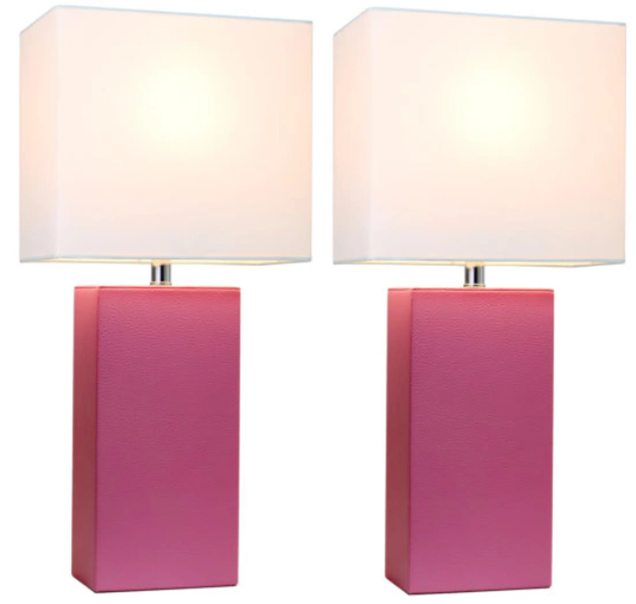 Elegant Designs Modern Leather Table Lamps with White Fabric Shades (Set of 2) All The Rages, Inc.