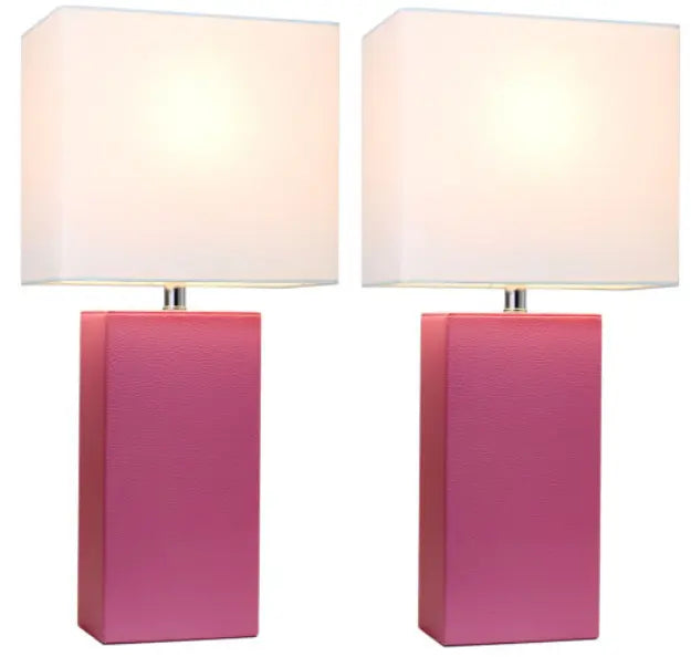 Elegant Designs Modern Leather Table Lamps with White Fabric Shades (Set of 2) All The Rages, Inc.