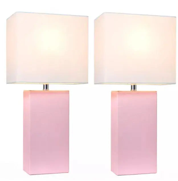 Elegant Designs Modern Leather Table Lamps with White Fabric Shades (Set of 2) All The Rages, Inc.