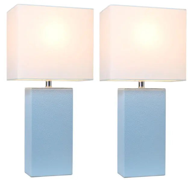 Elegant Designs Modern Leather Table Lamps with White Fabric Shades (Set of 2) All The Rages, Inc.