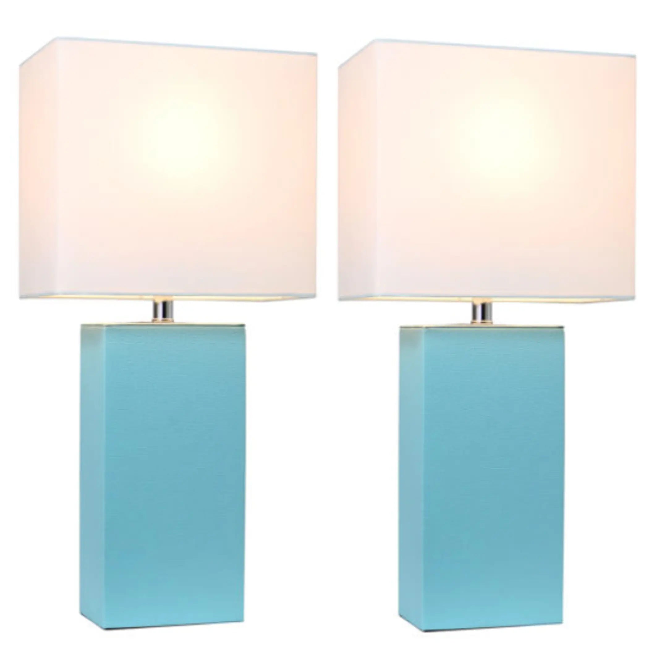 Elegant Designs Modern Leather Table Lamps with White Fabric Shades (Set of 2) All The Rages, Inc.