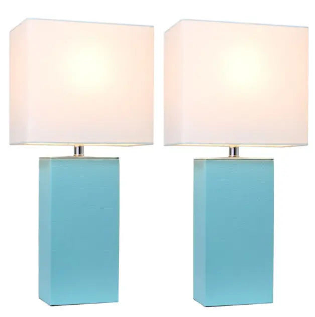 Elegant Designs Modern Leather Table Lamps with White Fabric Shades (Set of 2) All The Rages, Inc.