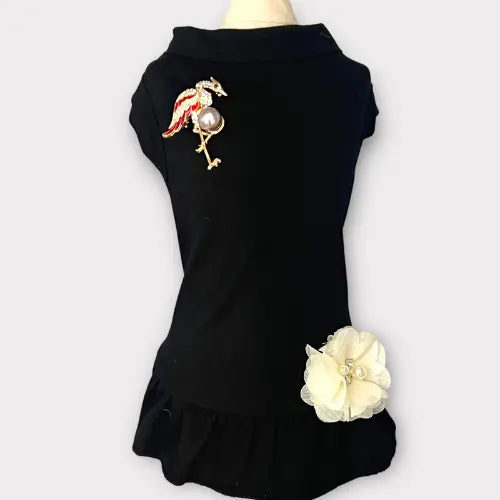 Elegant Flamingo Rhinestone and Pearl-Dog Dress Bark Fifth Avenue