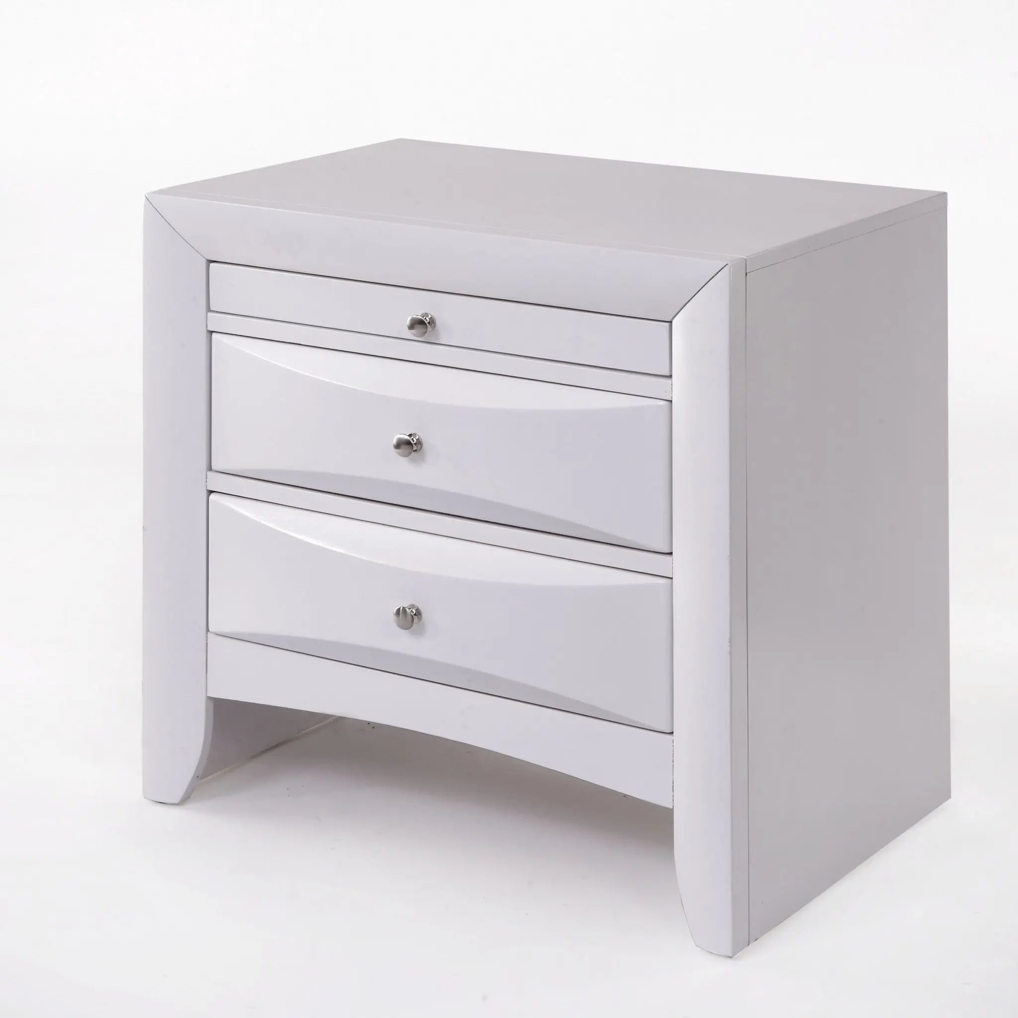 Elegant White 3 Drawer Nightstand Homeroots Bed & Bath