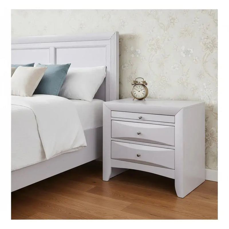Elegant White 3 Drawer Nightstand Homeroots Bed & Bath