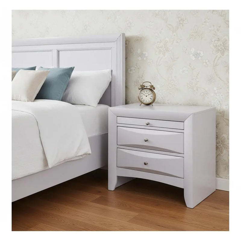 Elegant White 3 Drawer Nightstand Homeroots Bed & Bath