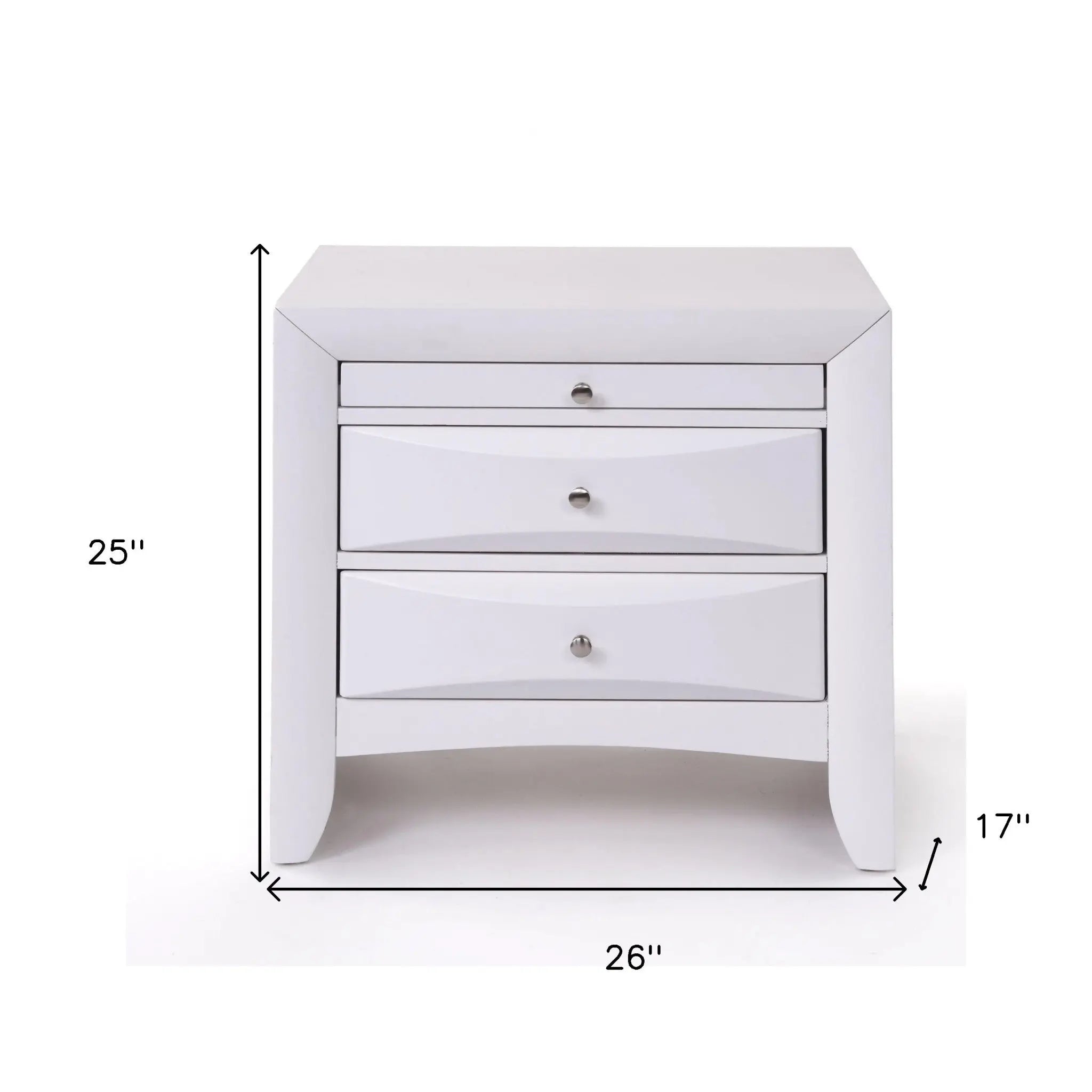 Elegant White 3 Drawer Nightstand Homeroots Bed & Bath
