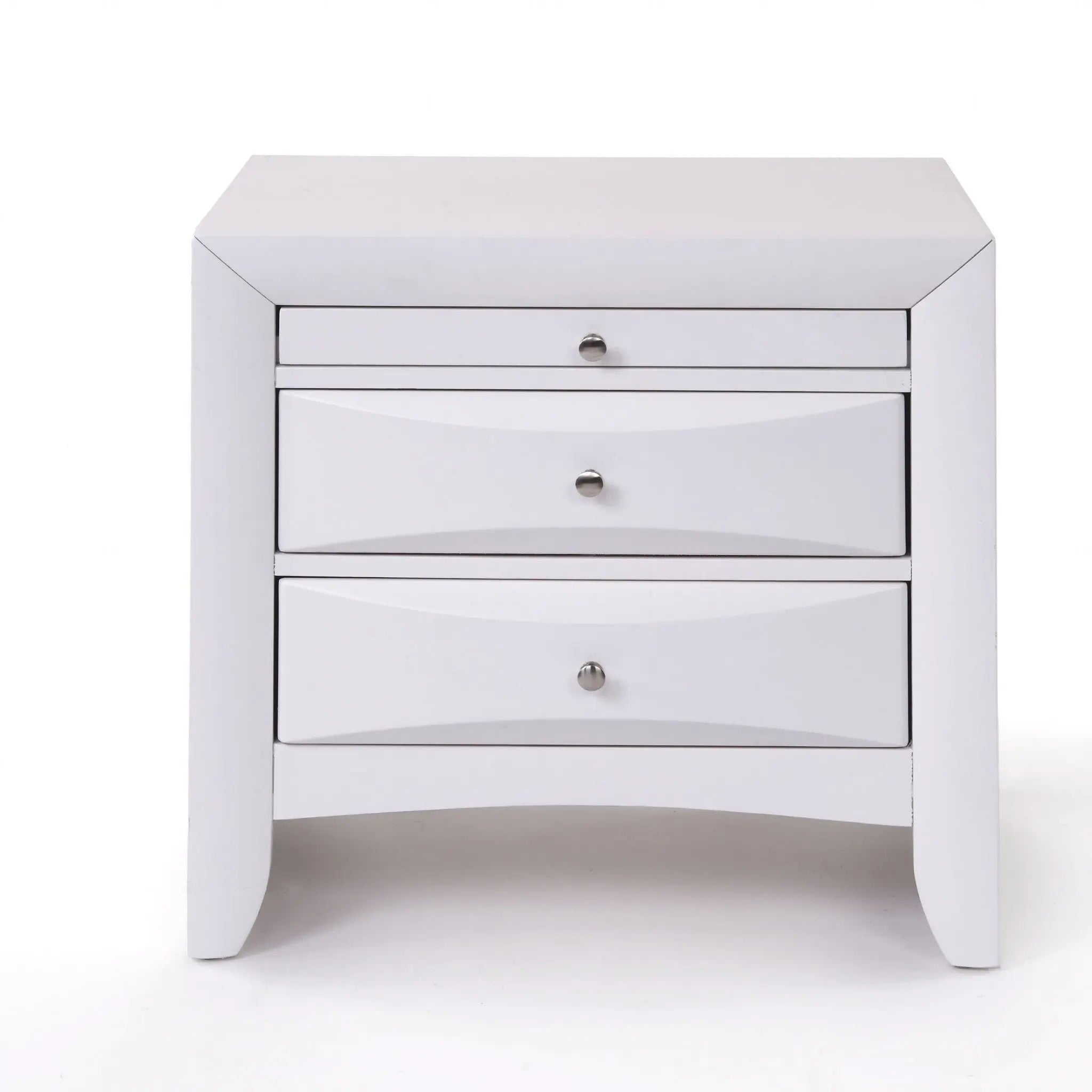 Elegant White 3 Drawer Nightstand Homeroots Bed & Bath