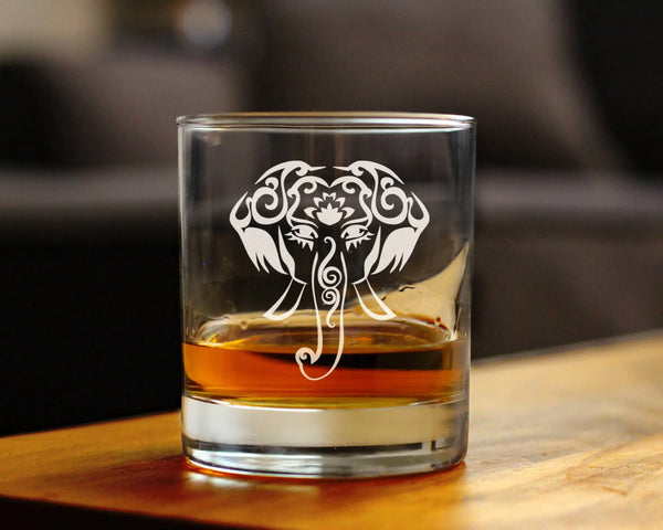 Elephant Boho Whiskey Rocks Glass - Elephant Gifts and Decor Bevvee