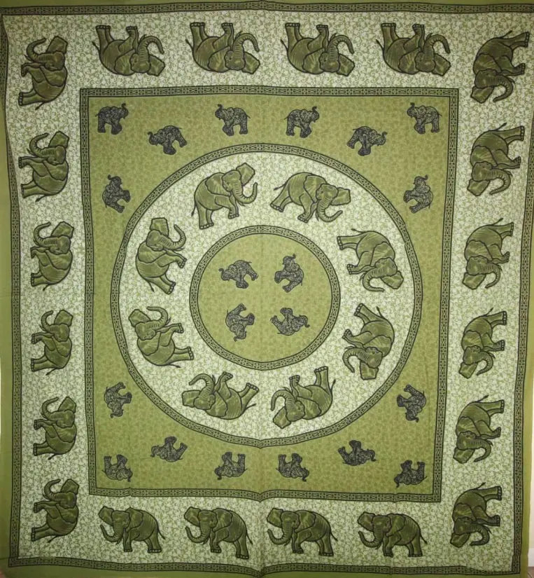 Elephant Herd Mandala Tapestry Wild Lotus