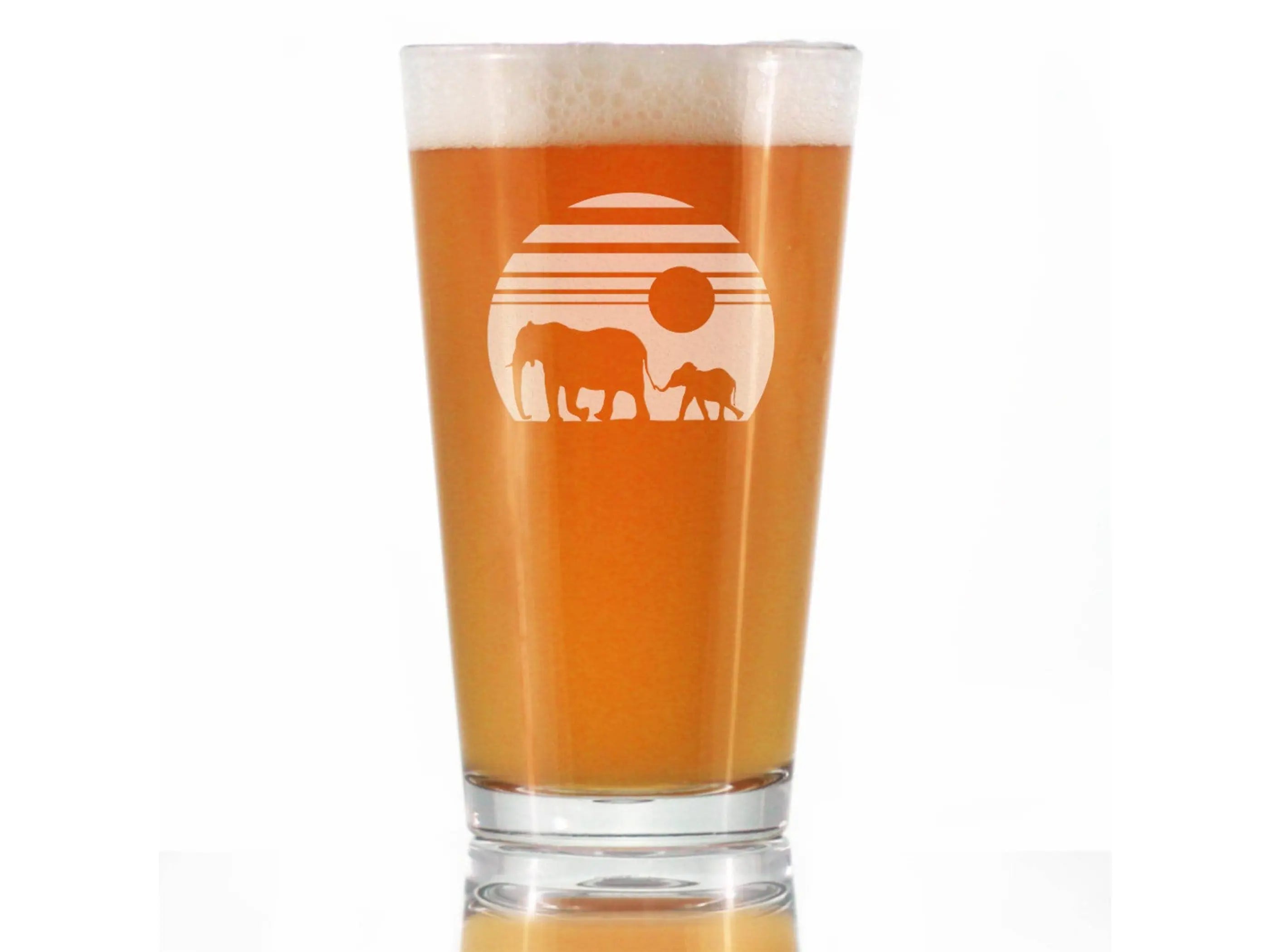 Elephant Sunset Pint Glass for Beer - African Animal Gifts Bevvee
