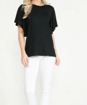 Embroidered Butterfly Sleeve Knit Top aa24