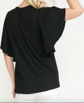 Embroidered Butterfly Sleeve Knit Top aa24