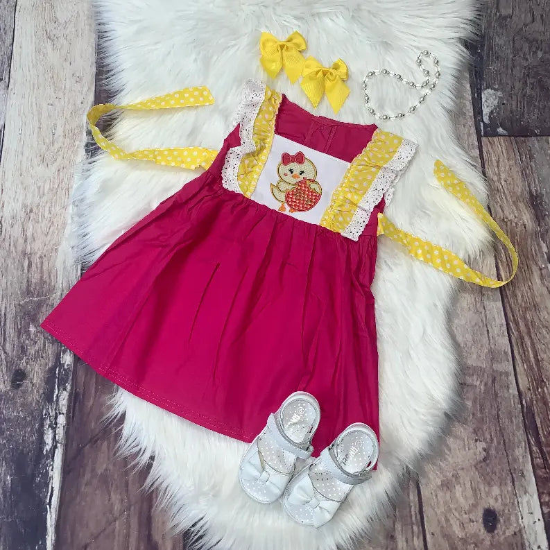Embroidered Easter Chick Lace Ruffle Dress Stella Bean Clothing
