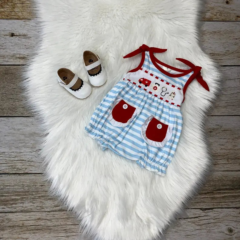 Embroidered Medical Bubble Romper Stella Bean Clothing