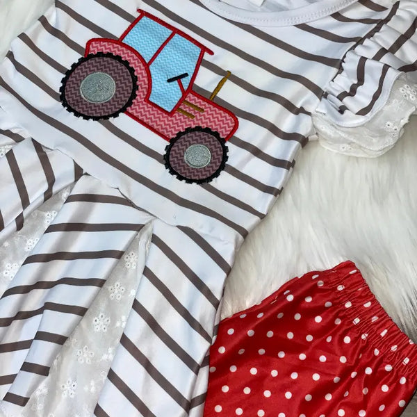 Embroidered Tractor Peplum and Capris Set Stella Bean Clothing