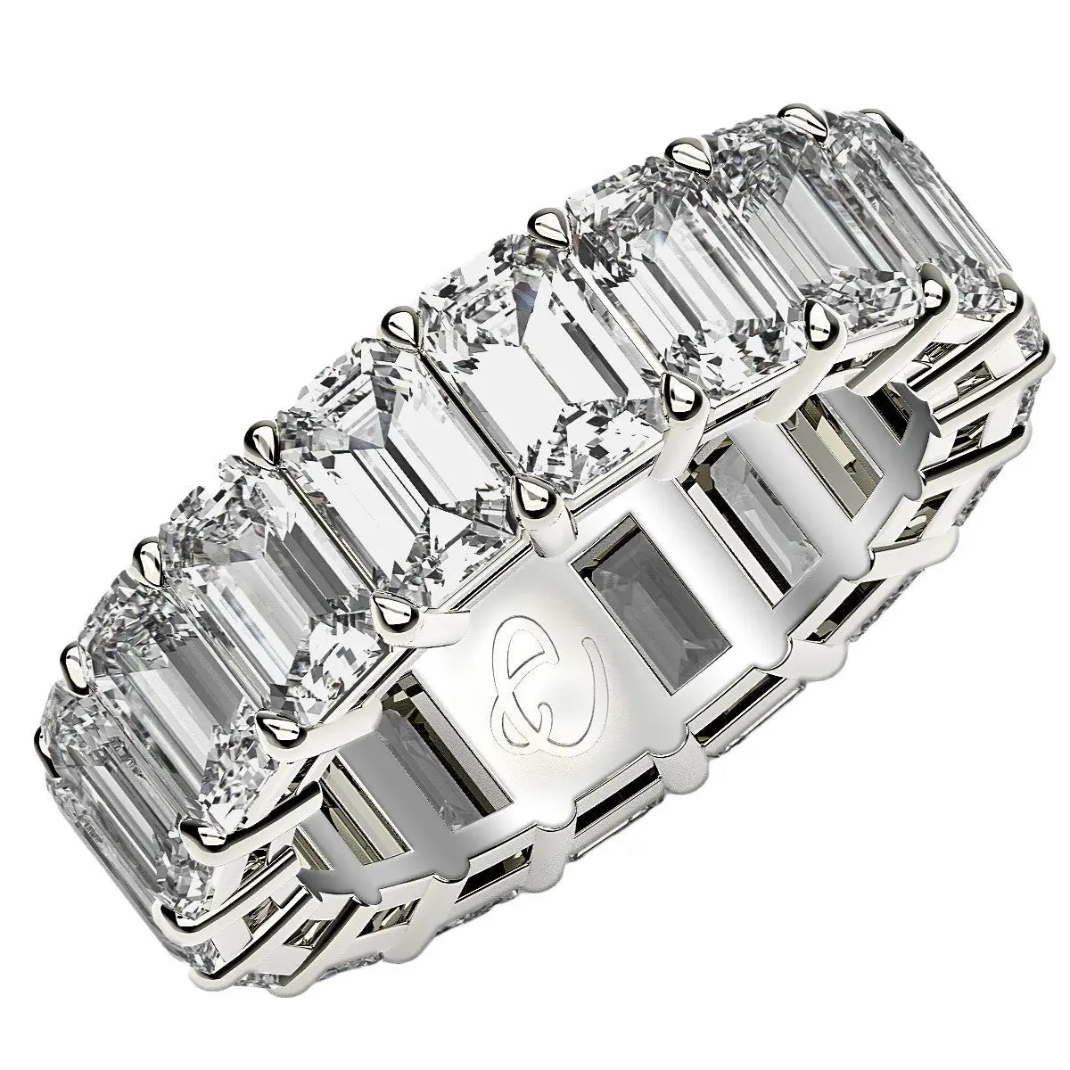 Emerald Cut Lab Grown Diamond Eternity Ring in 14k White Gold (8 cttw FG/VS2) - GreatEagleInc