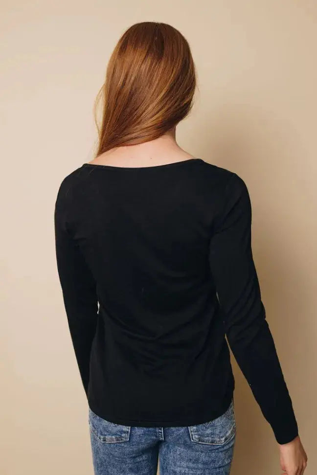 Emmerson Lace Buttoned Long Sleeve Top Stay Warm in Style