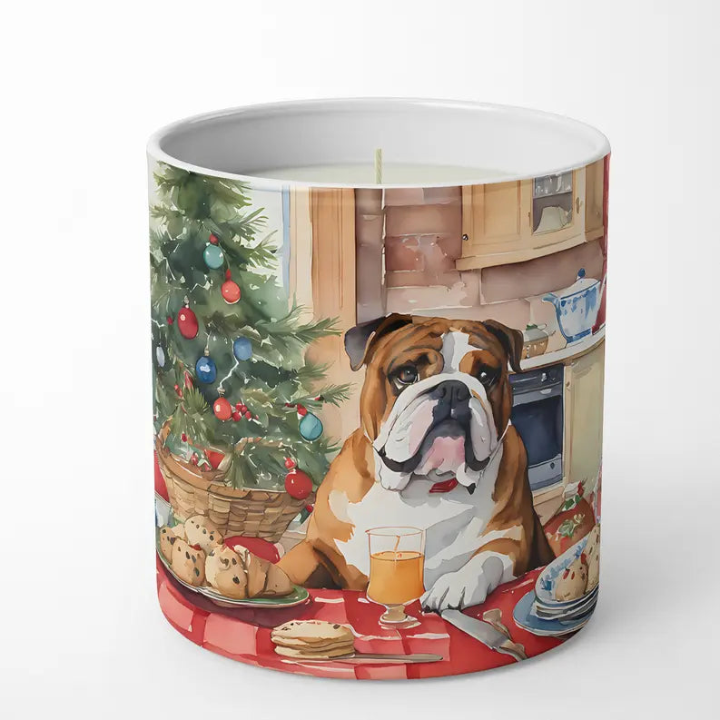 English Bulldog Christmas Cookies Decorative Soy Candle Caroline's Treasures