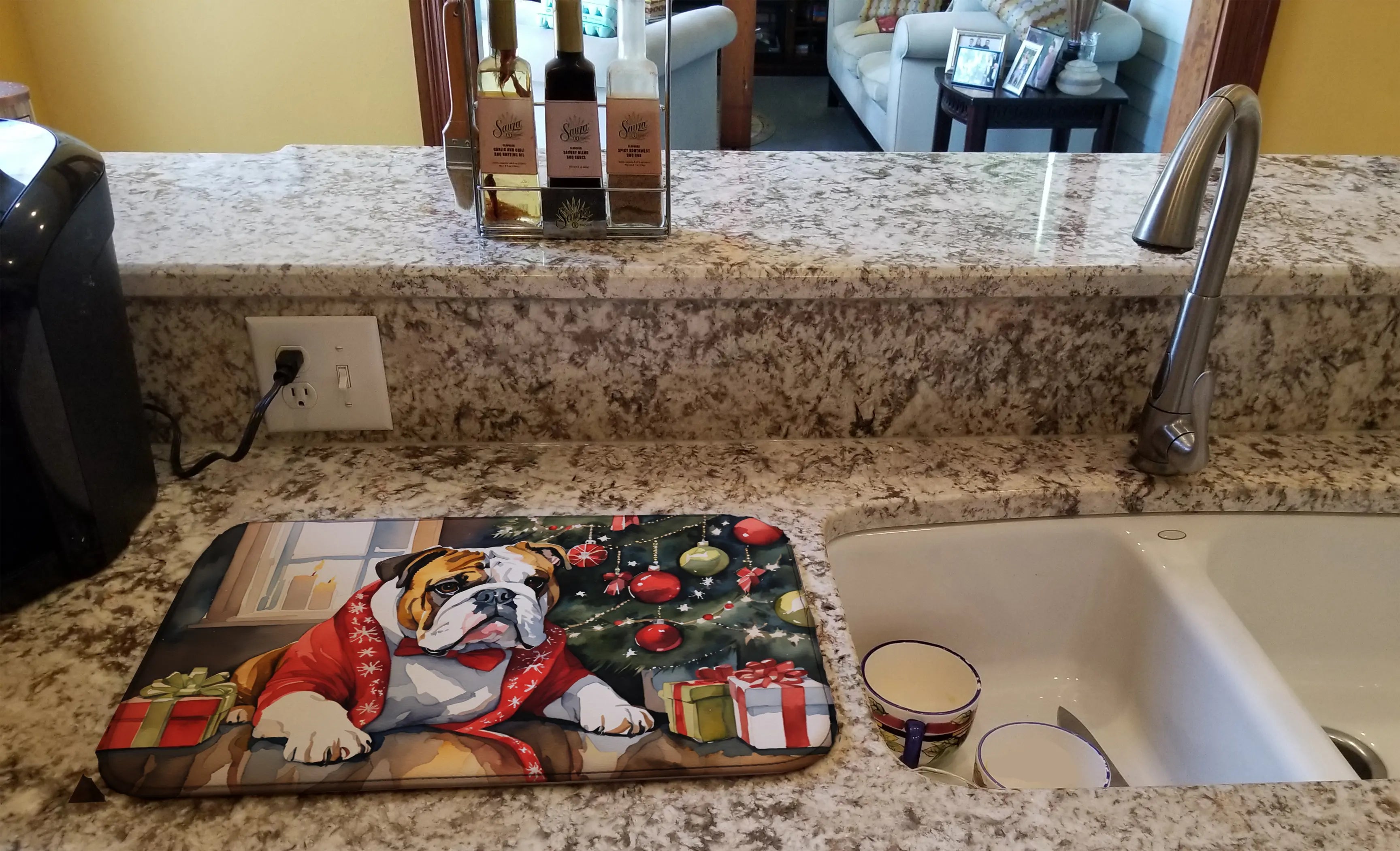 English Bulldog Cozy Christmas Dish Drying Mat Caroline's Treasures