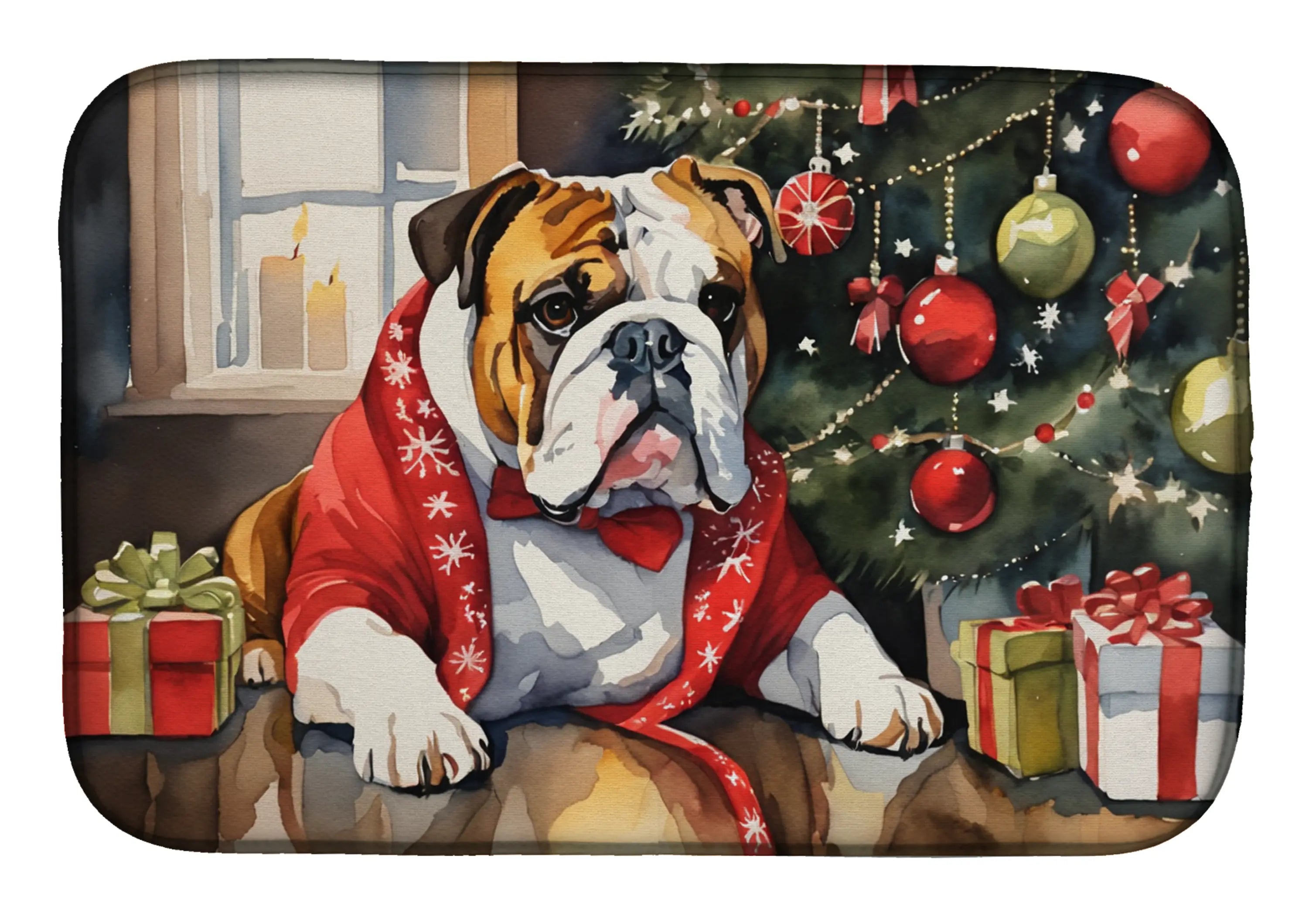 English Bulldog Cozy Christmas Dish Drying Mat Caroline's Treasures