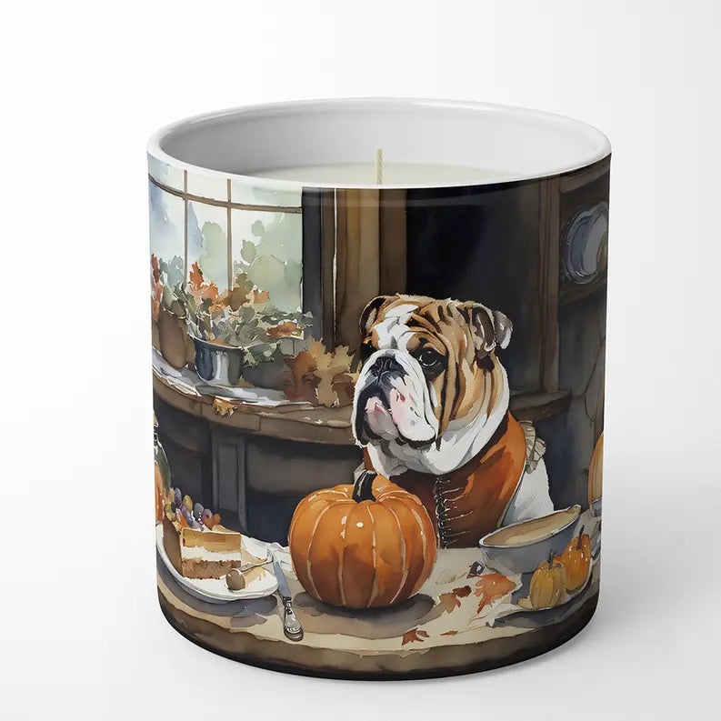 English Bulldog Fall Kitchen Pumpkins Decorative Soy Candle Caroline's Treasures