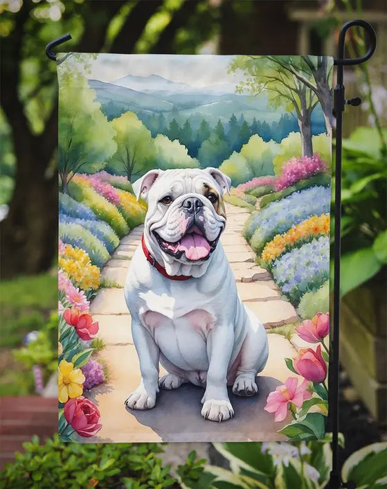 English Bulldog Spring Path Garden Flag Caroline's Treasures