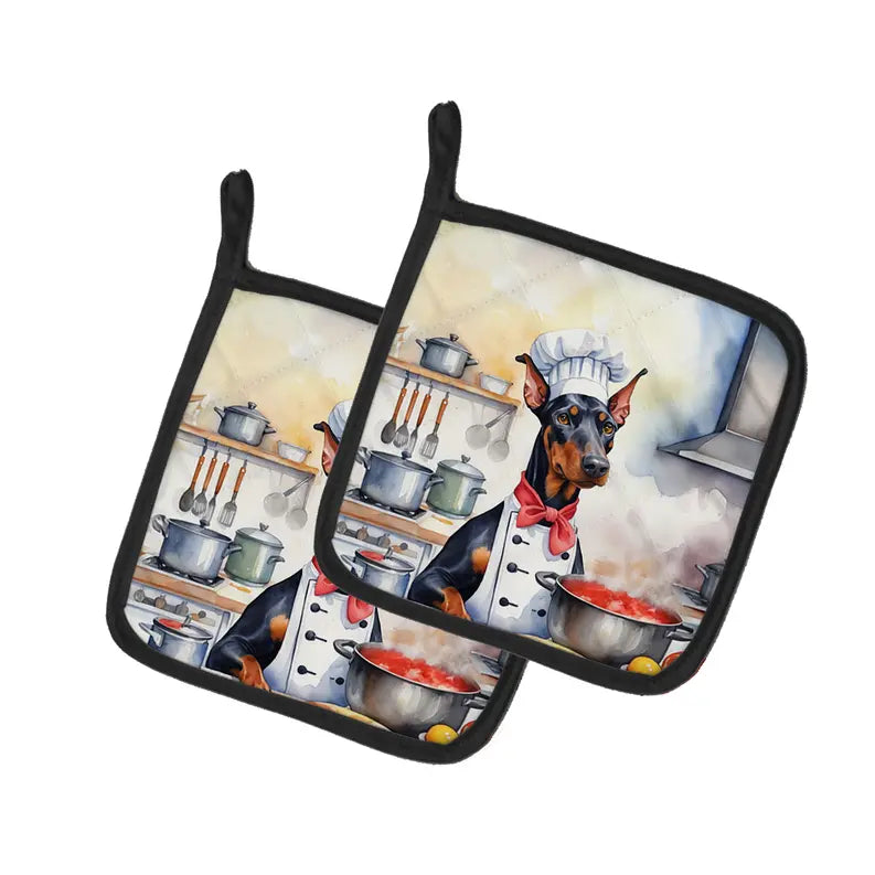 English Bulldog The Chef Pair of Pot Holders Caroline's Treasures
