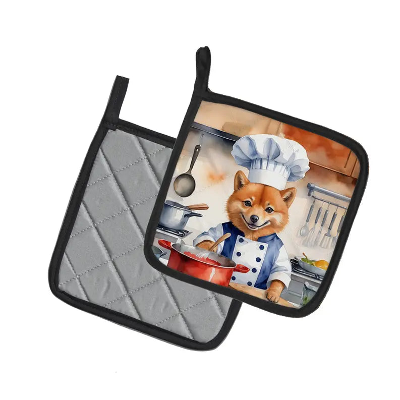 English Bulldog The Chef Pair of Pot Holders Caroline's Treasures