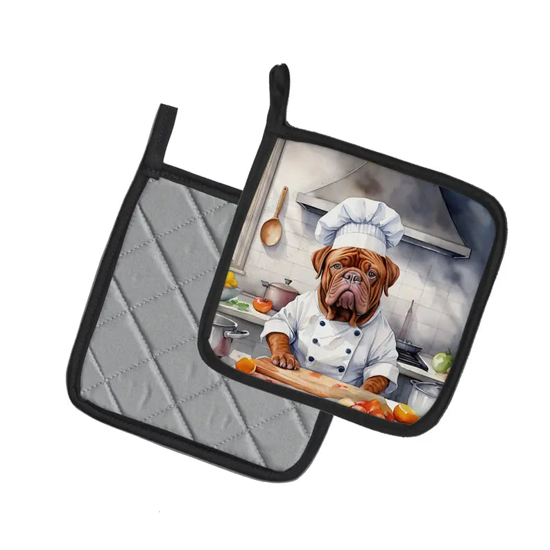 English Bulldog The Chef Pair of Pot Holders Caroline's Treasures