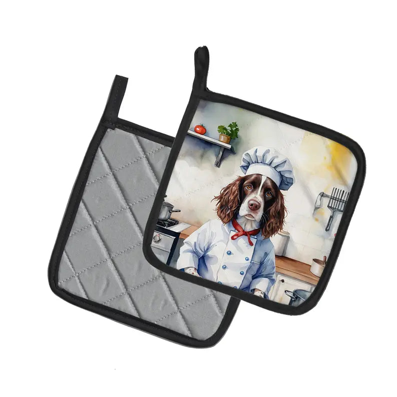 English Bulldog The Chef Pair of Pot Holders Caroline's Treasures