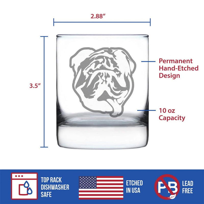 English Bulldog Whiskey Rocks Glass - Bulldog Dogs Gifts Bevvee