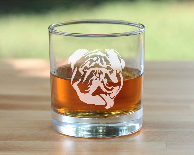 English Bulldog Whiskey Rocks Glass - Bulldog Dogs Gifts Bevvee