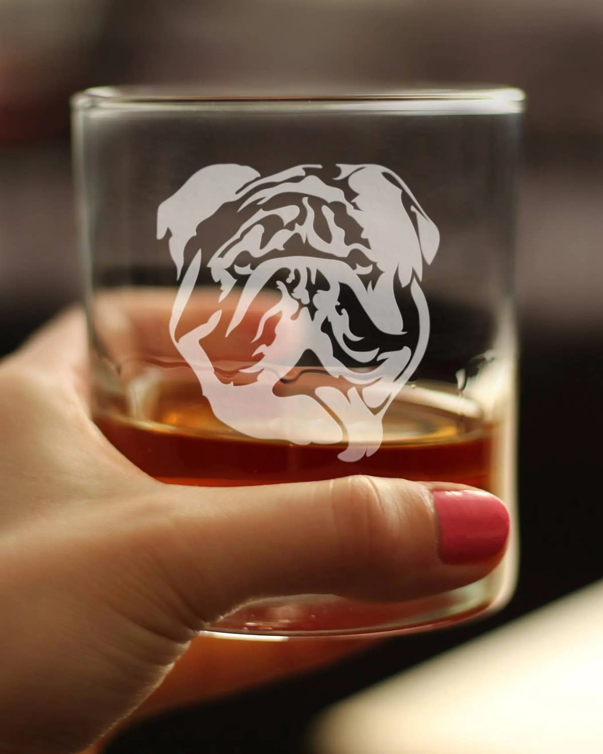 English Bulldog Whiskey Rocks Glass - Bulldog Dogs Gifts Bevvee