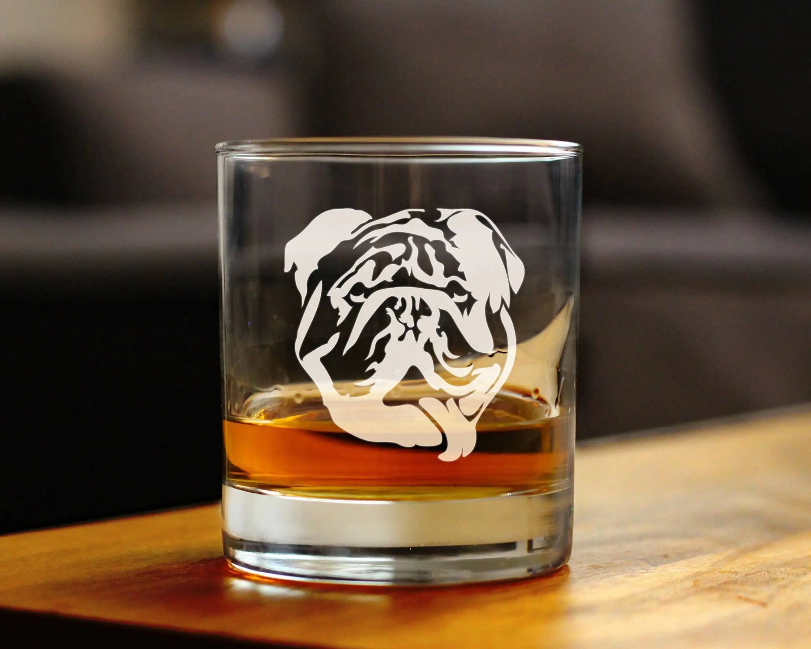 English Bulldog Whiskey Rocks Glass - Bulldog Dogs Gifts Bevvee