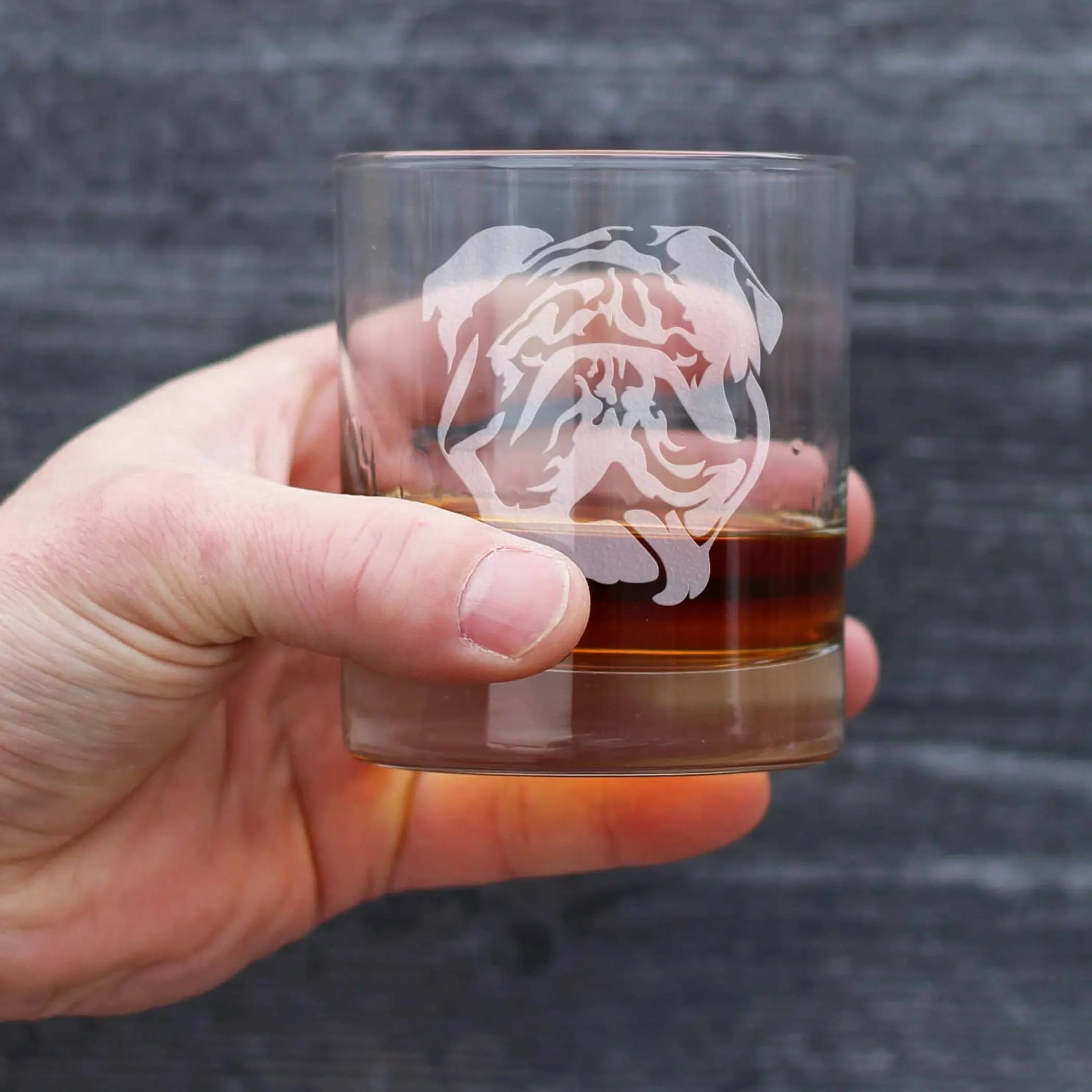English Bulldog Whiskey Rocks Glass - Bulldog Dogs Gifts Bevvee
