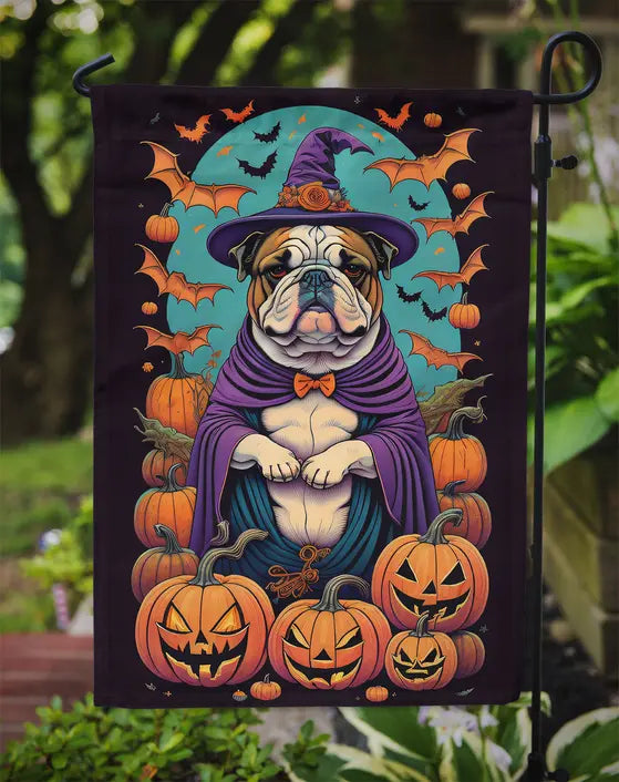 English Bulldog Witchy Halloween Garden Flag Caroline's Treasures