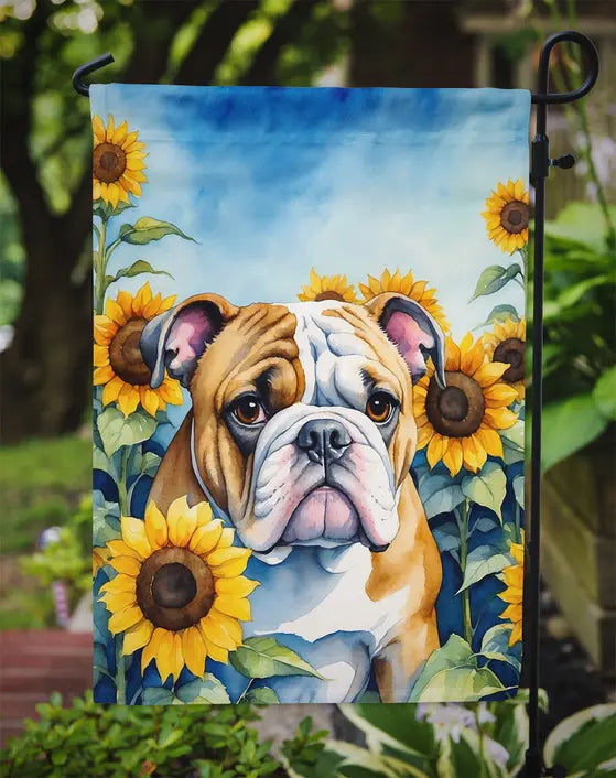 English Bulldog in Sunflowers Garden Flag Caroline's Treasures
