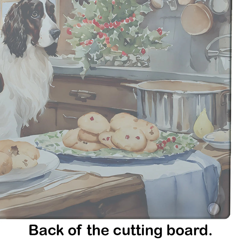 English Cocker Spaniel Christmas Cookies Glass Cutting Board Caroline's Treasures