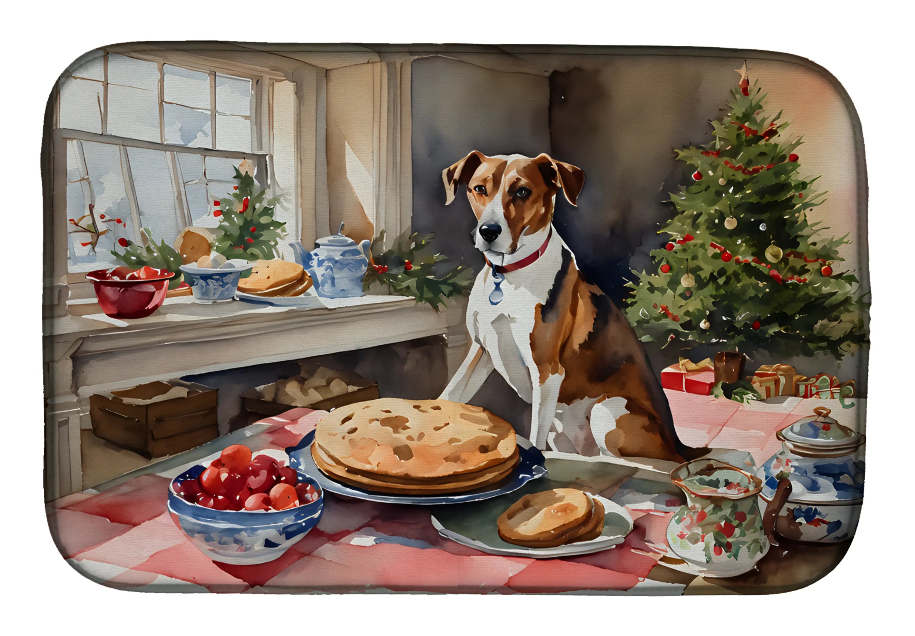 English Foxhound Christmas Cookies Dish Drying Mat Caroline's Treasures