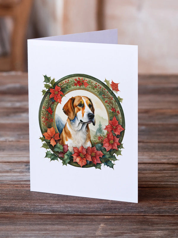 English Foxhound Christmas Flowers Greeting Cards Pack of 8 Caroline's Treasures