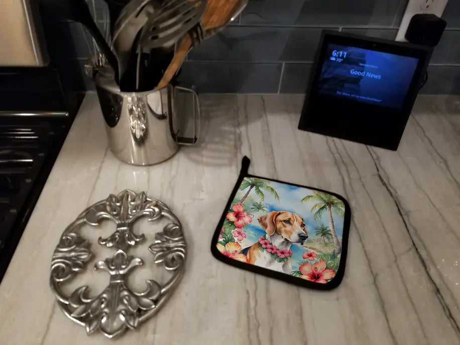English Foxhound Luau Pair of Pot Holders Caroline's Treasures