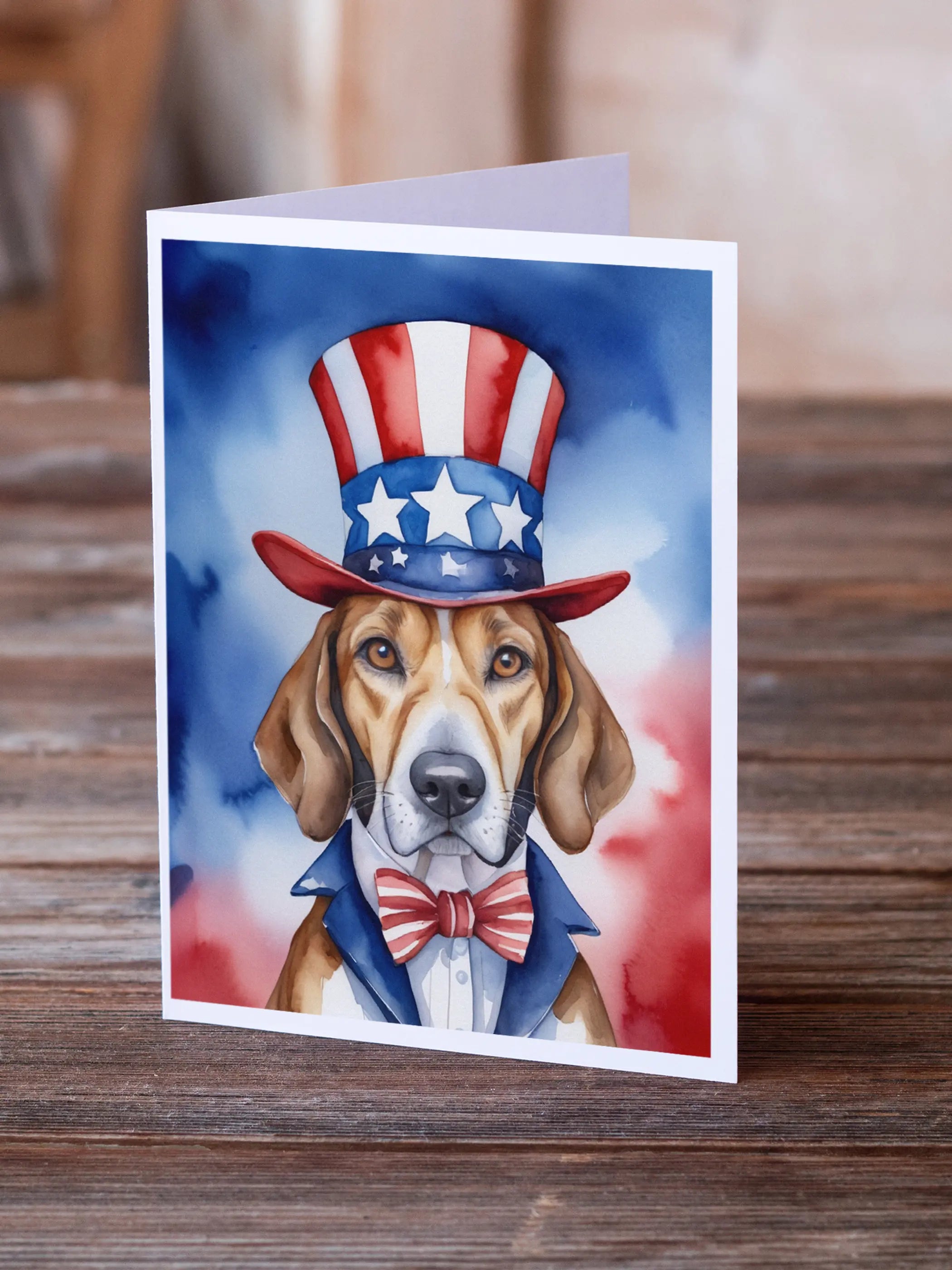 English Foxhound Patriotic American Greeting Cards Pack of 8 Caroline's Treasures