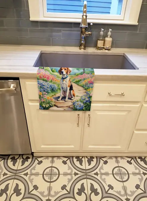 English Foxhound Spring Path Kitchen Towel Caroline's Treasures