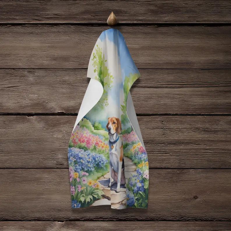English Foxhound Spring Path Kitchen Towel Caroline's Treasures