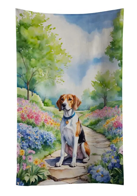 English Foxhound Spring Path Kitchen Towel Caroline's Treasures