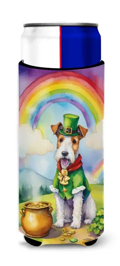 English Foxhound St Patrick's Day Hugger for Ultra Slim Cans Caroline's Treasures