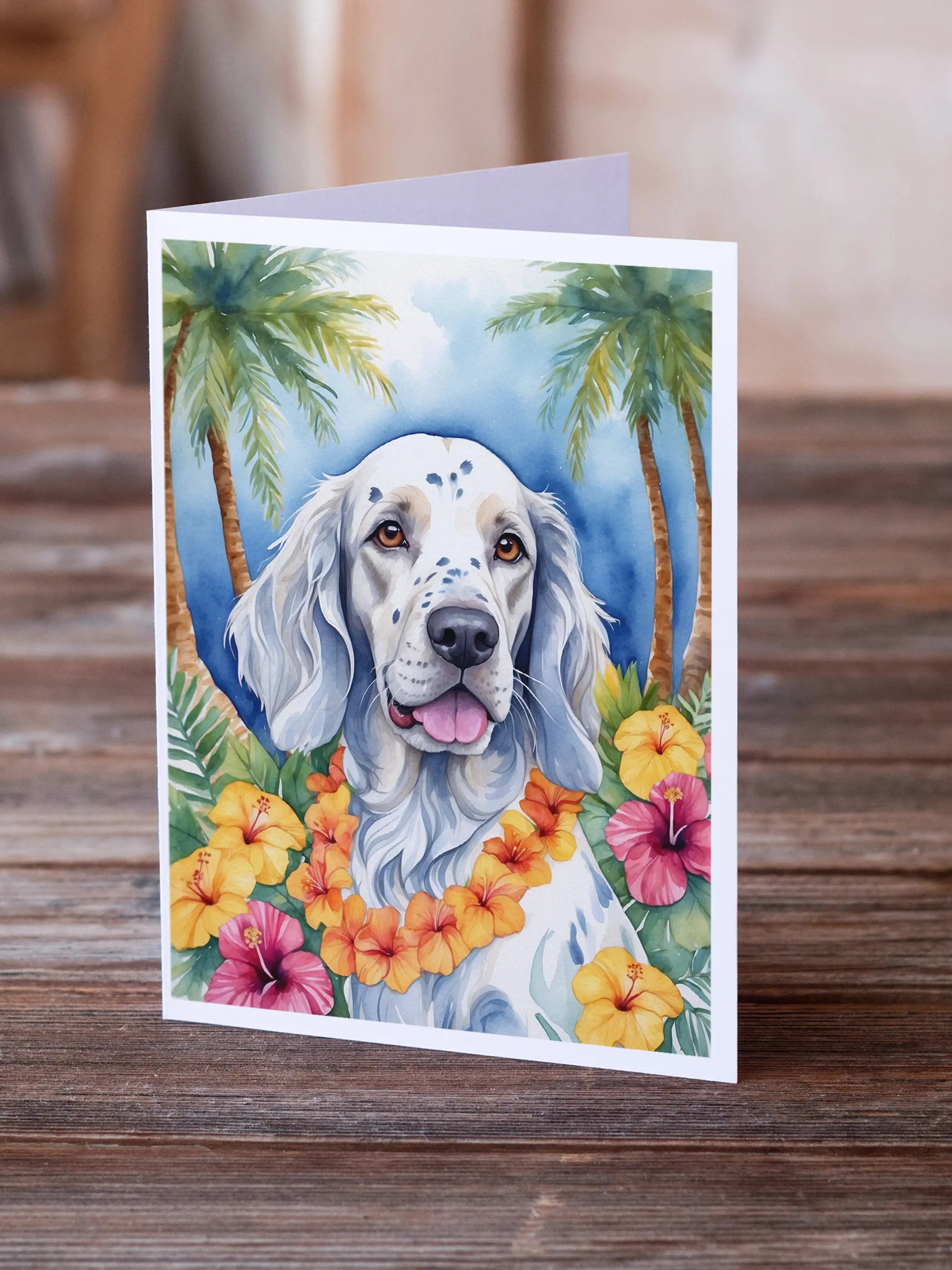 English Setter Luau Greeting Cards Pack of 8 Caroline's Treasures