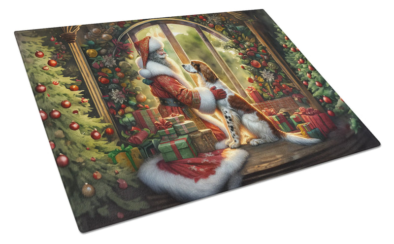 English Setter and Santa Claus Glass Cutting Board Caroline's Treasures